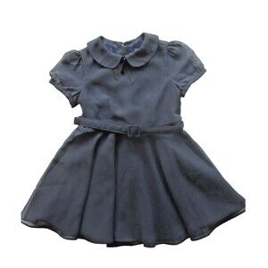 Polo Ralph Lauren Toddler Dress 2T Navy Peter Pan Collar Velvet Bow